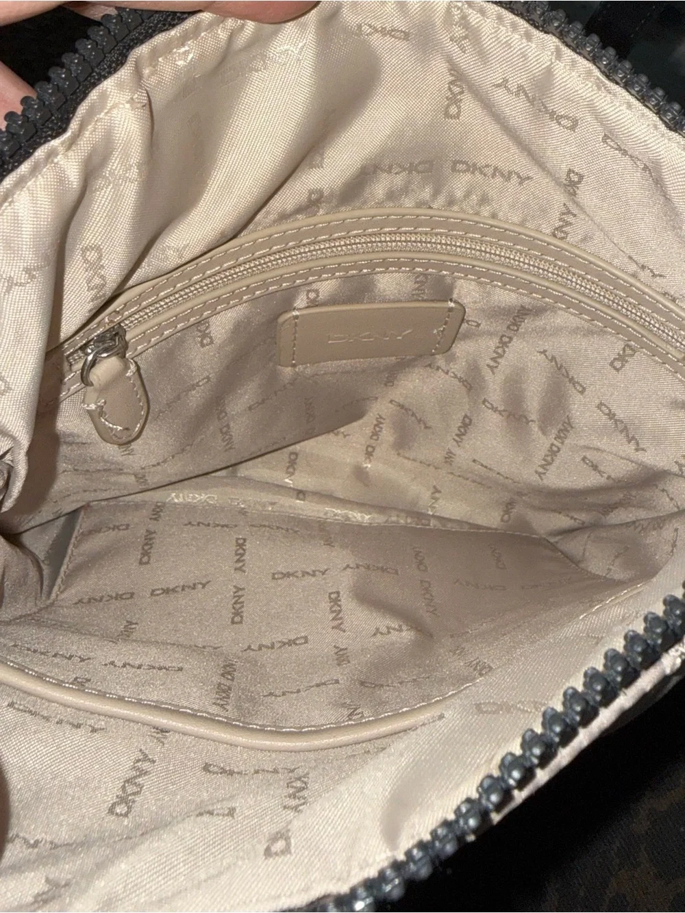 DKNY Quilted Crossbody Bag in Taupe Metallic